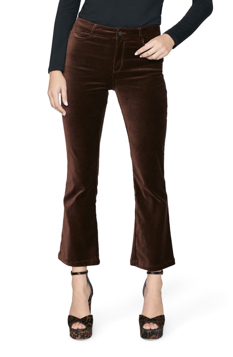 PAIGE Claudine Velvet Ankle Flare Pants, Main, color, Chiccoffe