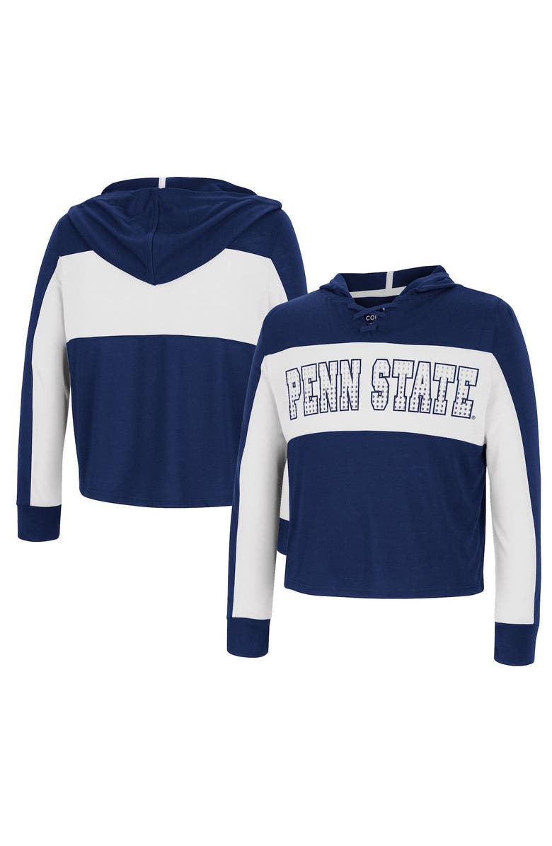 COLOSSEUM Girls Youth Colosseum Navy Penn State Nittany Lions Galooks Hoodie Lace-Up Long Sleeve T-Shirt, Main, color, 