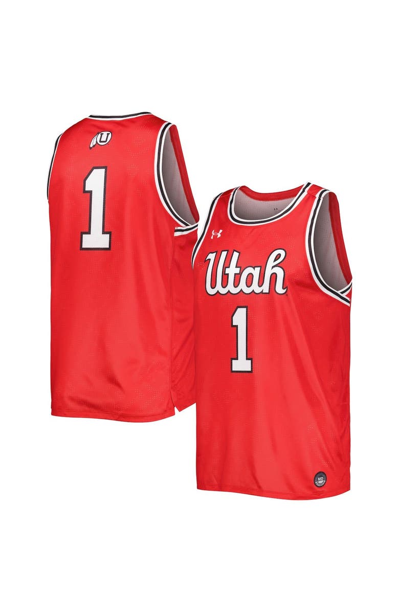 Under Armour Men's Under Armour Red Utah Utes Replica Basketball Jersey, Main, color,