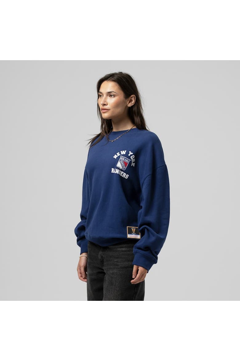 Women's Mitchell & Ness Blue New York Rangers Vintage Crewneck Sweatshirt, Alternate, color, Blue