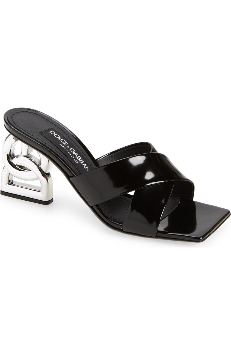 Dolce&Gabbana Logo Heel Slide Sandal, Main, color,