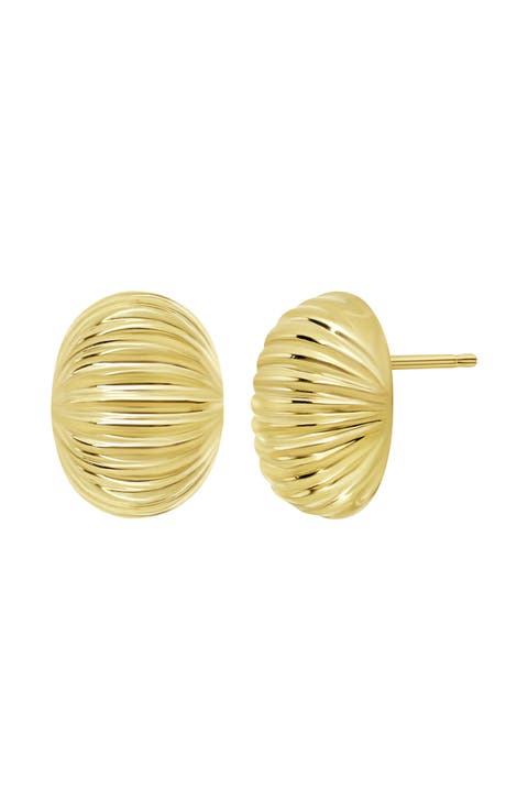 14K Gold Textured Dome Stud Earrings