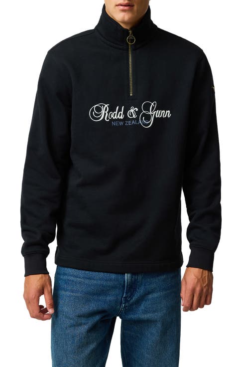 Jubilee Embroidered Logo Cotton French Terry Quarter Zip Pullover