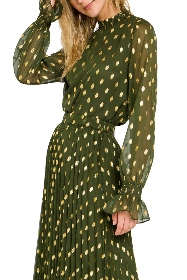 Metallic Polka Dot Chiffon Top, Alternate, color, GREEN