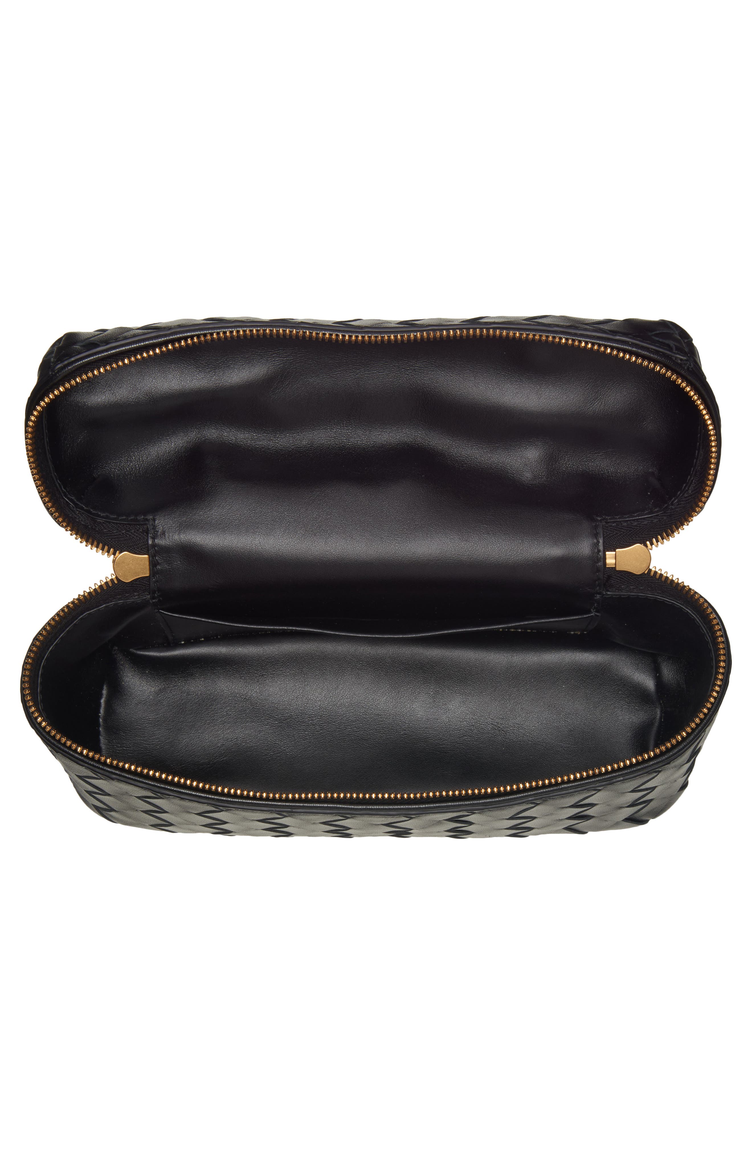 Bottega Veneta Intrecciato Leather Convertible Vanity Case, Alternate, color, 8425 Black-Gold