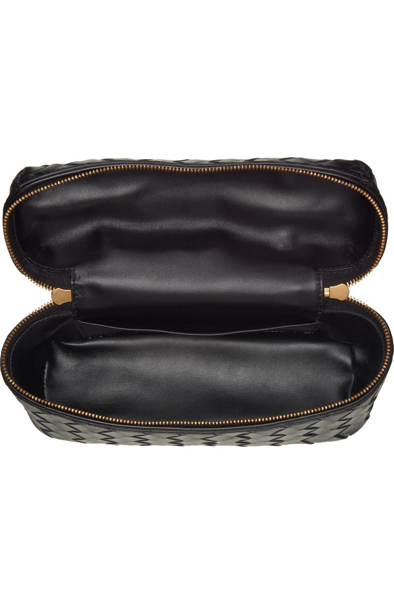 Bottega Veneta Intrecciato Leather Convertible Vanity Case, Alternate, color, 8425 Black-Gold