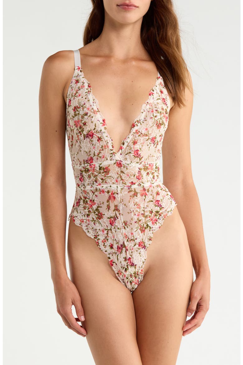 Floral Lace Teddy, Main, color, FIELD FLORAL