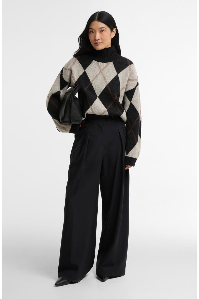 Marlow Argyle Wool Blend Funnel Neck Sweater, Alternate, color, BLACK MULTI