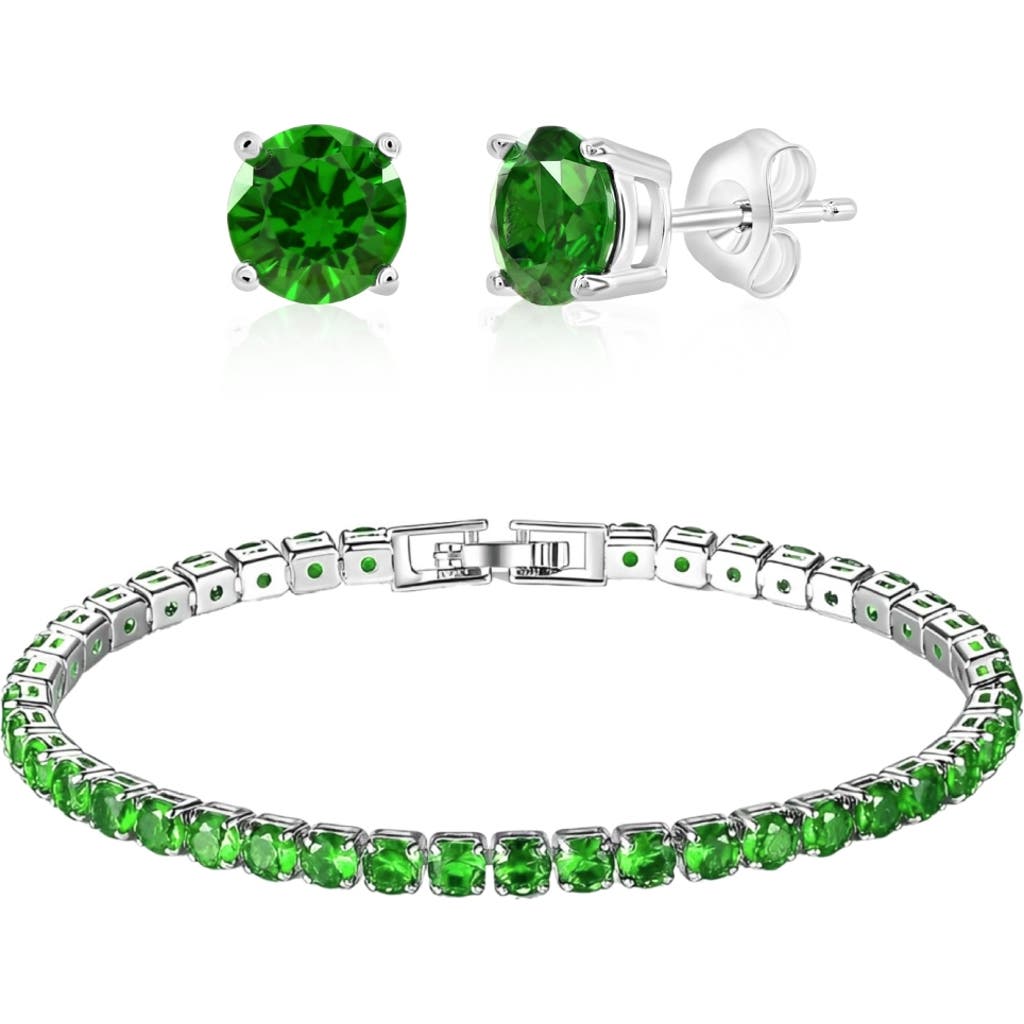 Donatello Gian Tennis Bracelet And Earrings Set In Green
