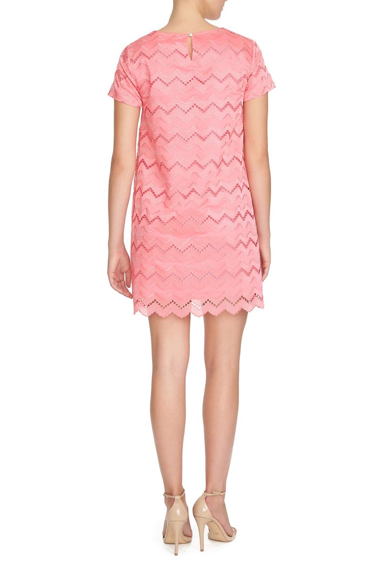 'Kayte' Chevron Eyelet Shift Dress, Alternate, color, PINK