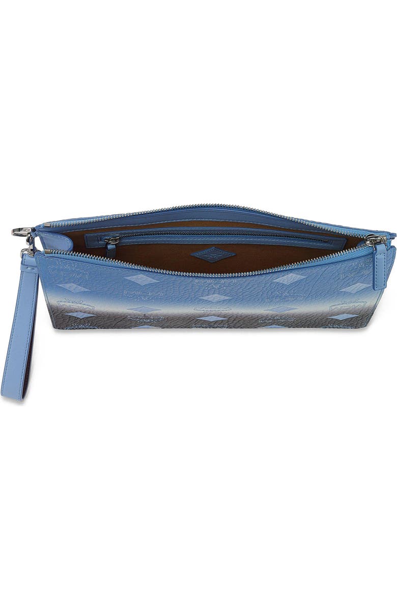 MCM Small Aren Wristlet Pouch in Gradation Visetos, Alternate, color, Della Robbia Blue