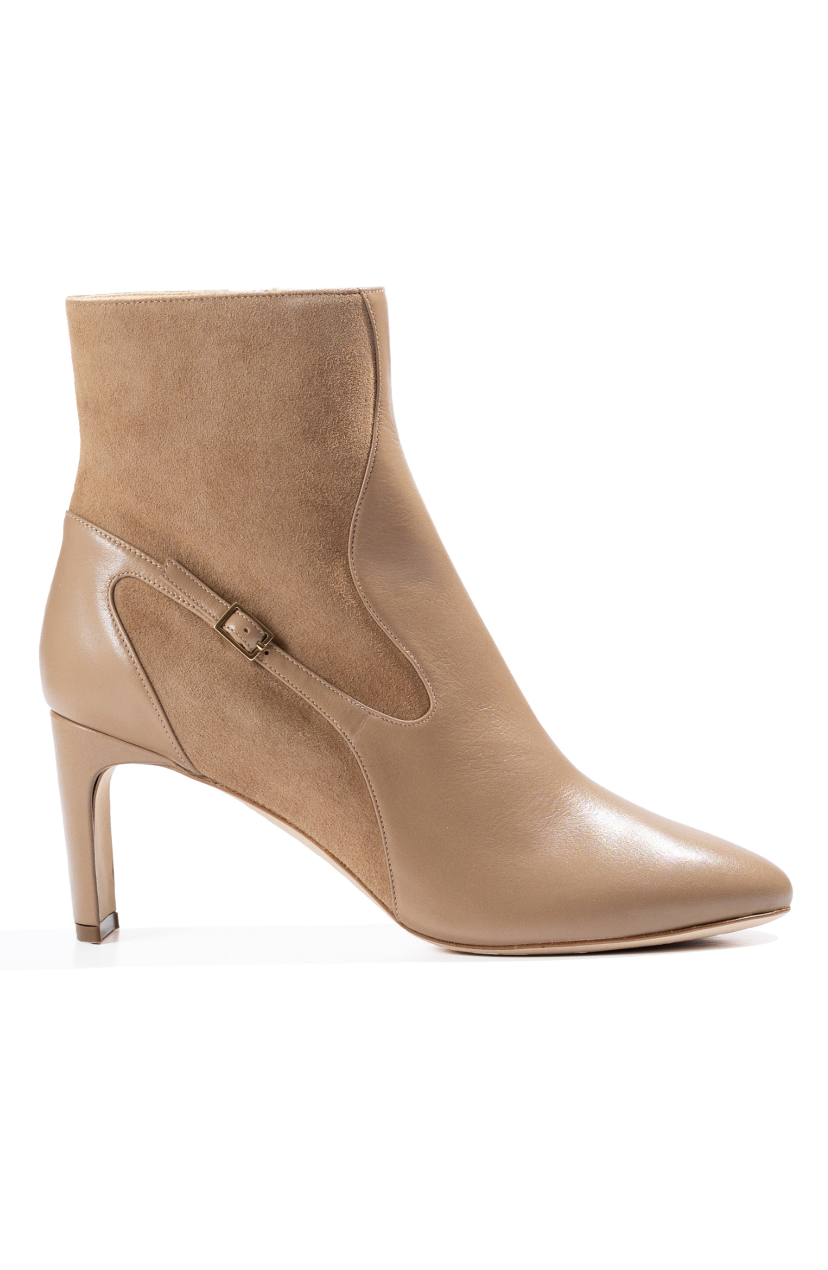 Cora Bootie Leather Ankle Boots, Alternate, color, Warm-Taupe