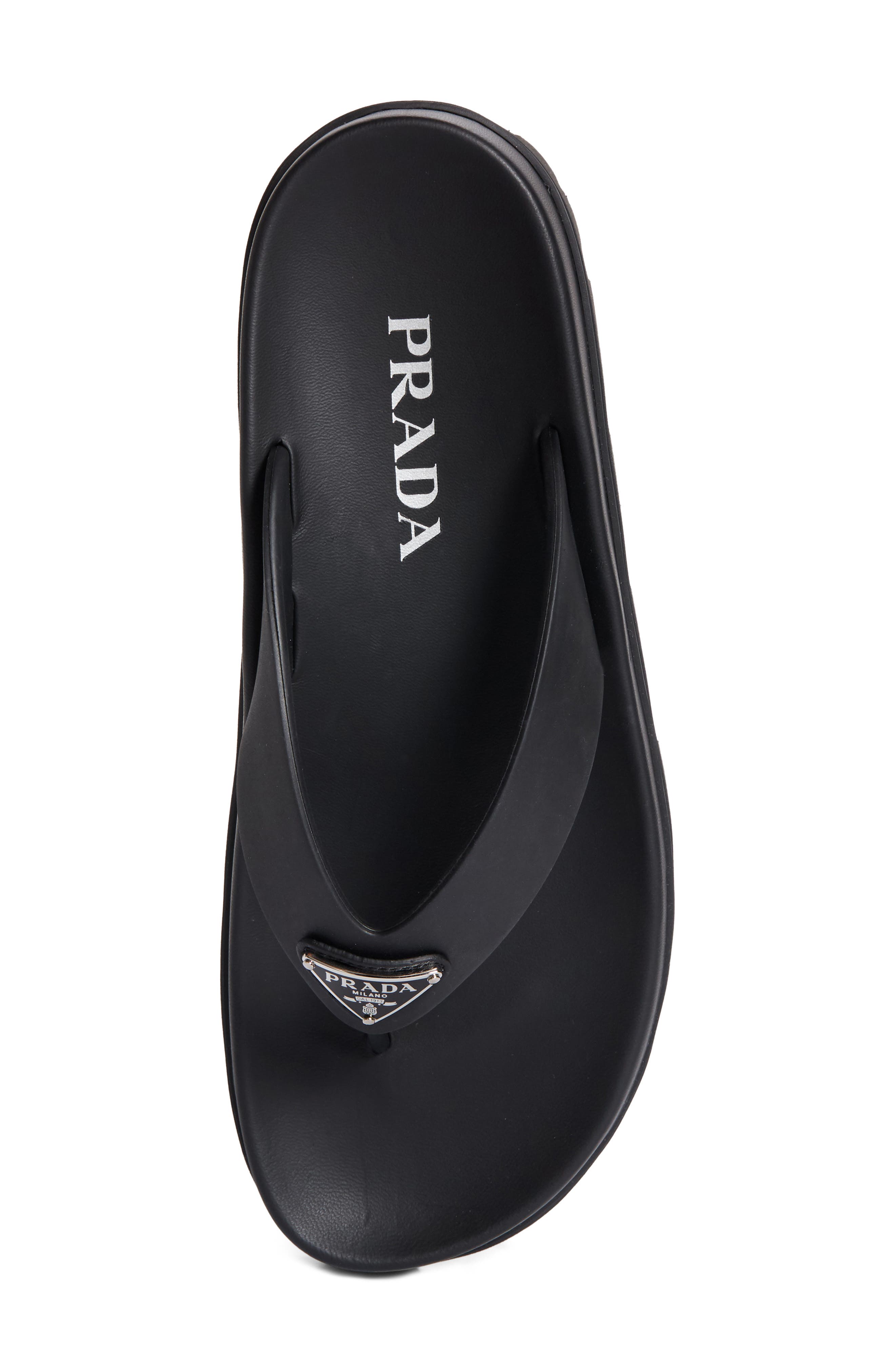 Prada Lug Sole Flip Flop, Alternate, color, Nero