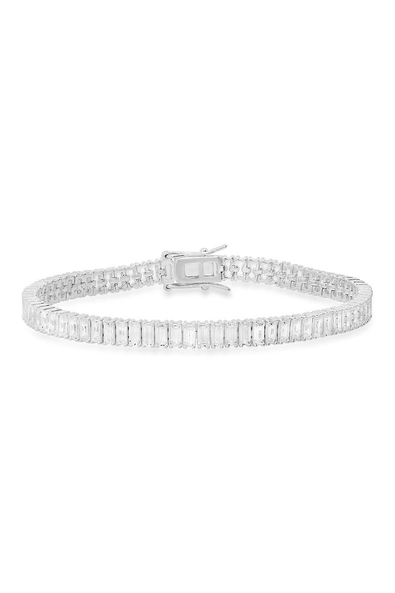 Sterling Silver Baguette Tennis Bracelet, Main, color, SILVER