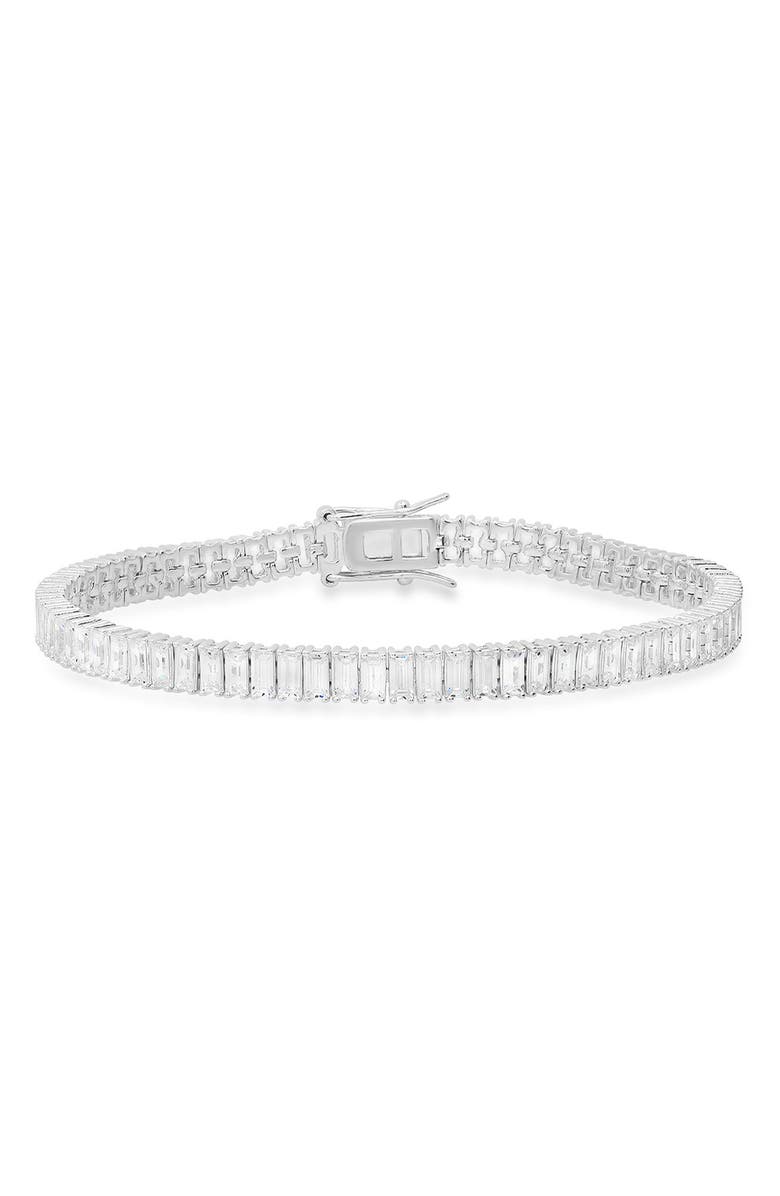 Queen Jewels Sterling Silver Baguette Tennis Bracelet, Main, color, Silver