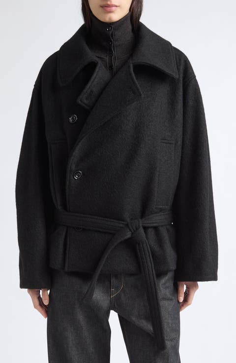 Short Wool & Alpaca Wrap Coat