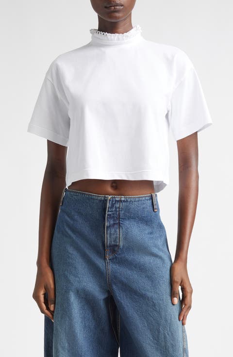 Ribbon Collar Crop T-Shirt