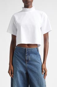 Alaïa Ribbon Collar Crop T-Shirt