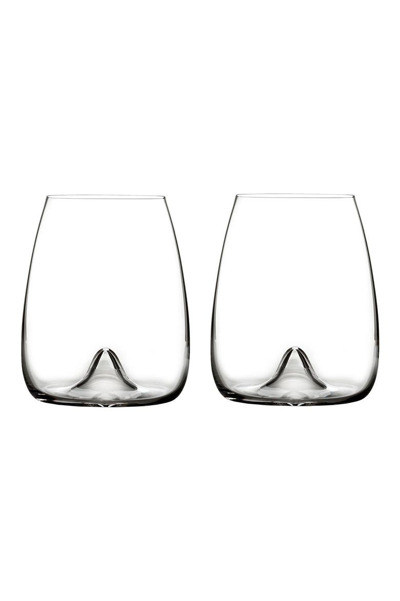 Elegance Set of 2 Fine Crystal Stemless Wine Glasses, Main, color, CLEAR