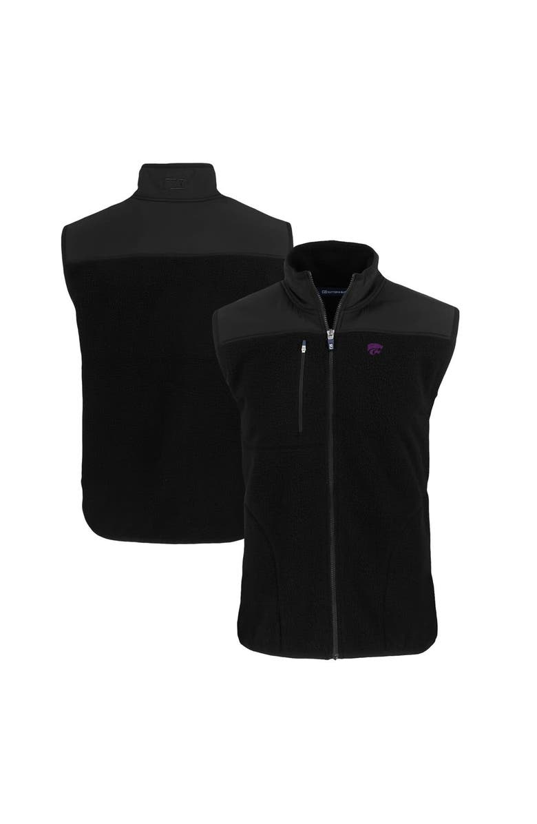 Cutter & Buck Men's Cutter & Buck  Black Kansas State Wildcats Cascade Eco Sherpa Fleece Full-Zip Vest, Main, color, 
