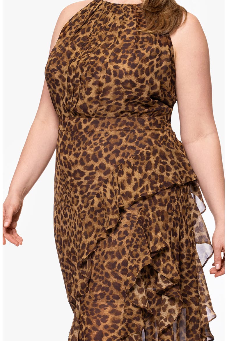 Cheetah Print Flutter Dress, Alternate, color, BROWN/ MULTI