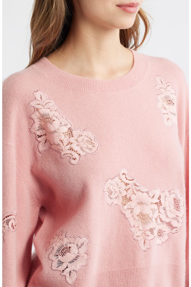 Lazuli Lace Cashmere & Wool Sweater, Alternate, color, QUARTZ