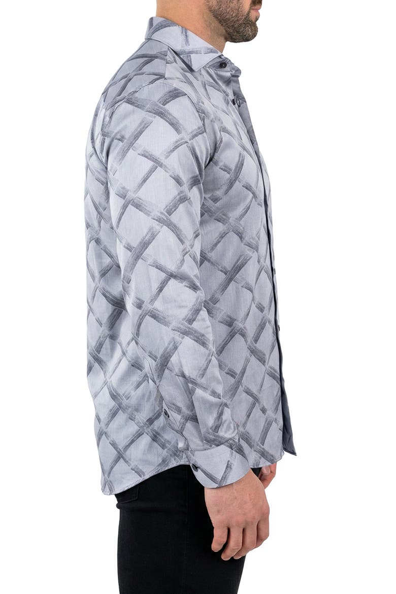 Fibonacci Contemporary Fit Button-Up Shirt, Alternate, color, GREY
