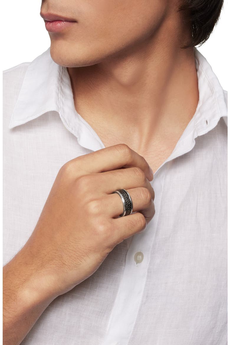 Streamline® Pavé Three Row Band in Sterling Silver with Black Diamonds, Alternate, color, BLACK DIAMOND