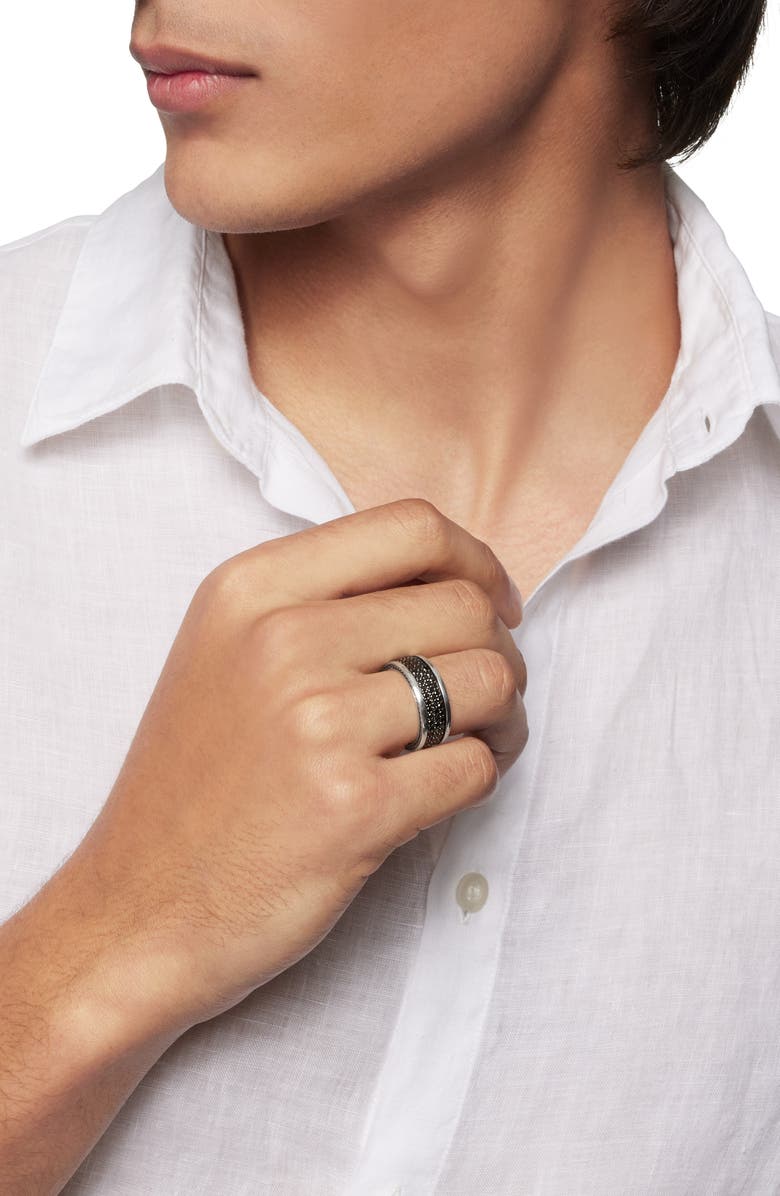 David Yurman Streamline<sup>®</sup> Pavé Three Row Band in Sterling Silver with Black Diamonds, Alternate, color, Black Diamond