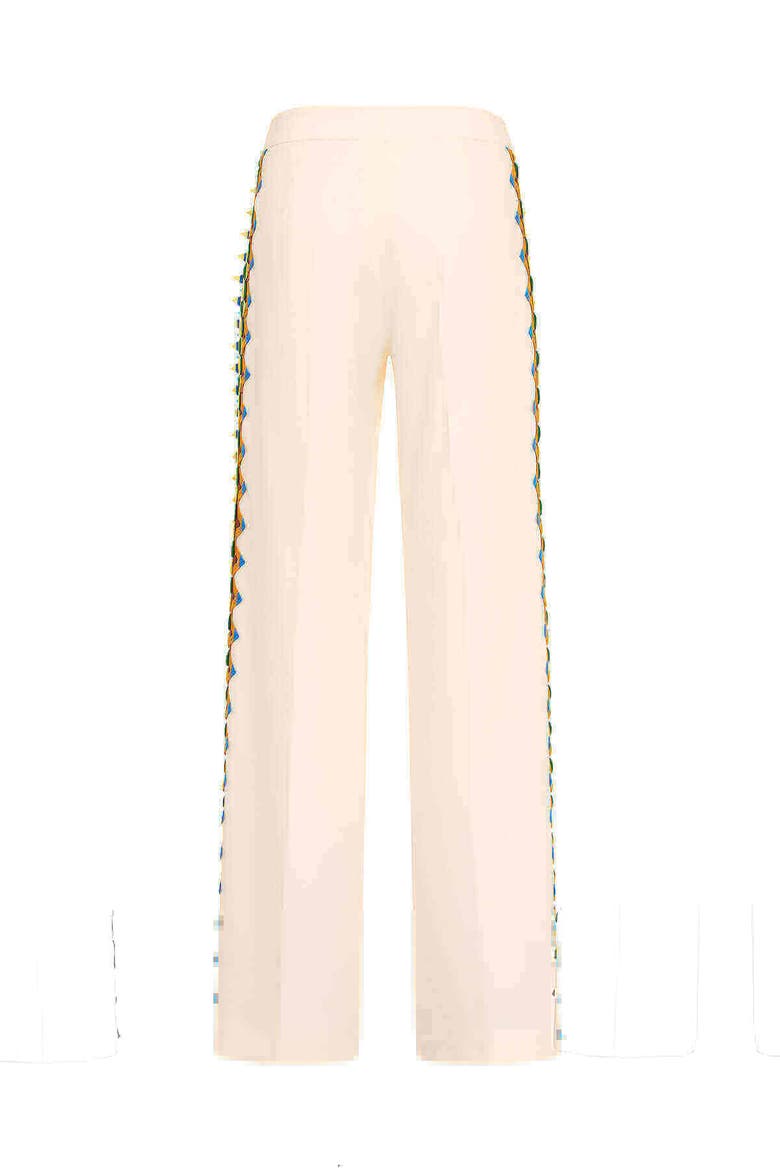 Wide Leg Trousers With Macrame Ribbons, Alternate, color, Ecru / Multicolour