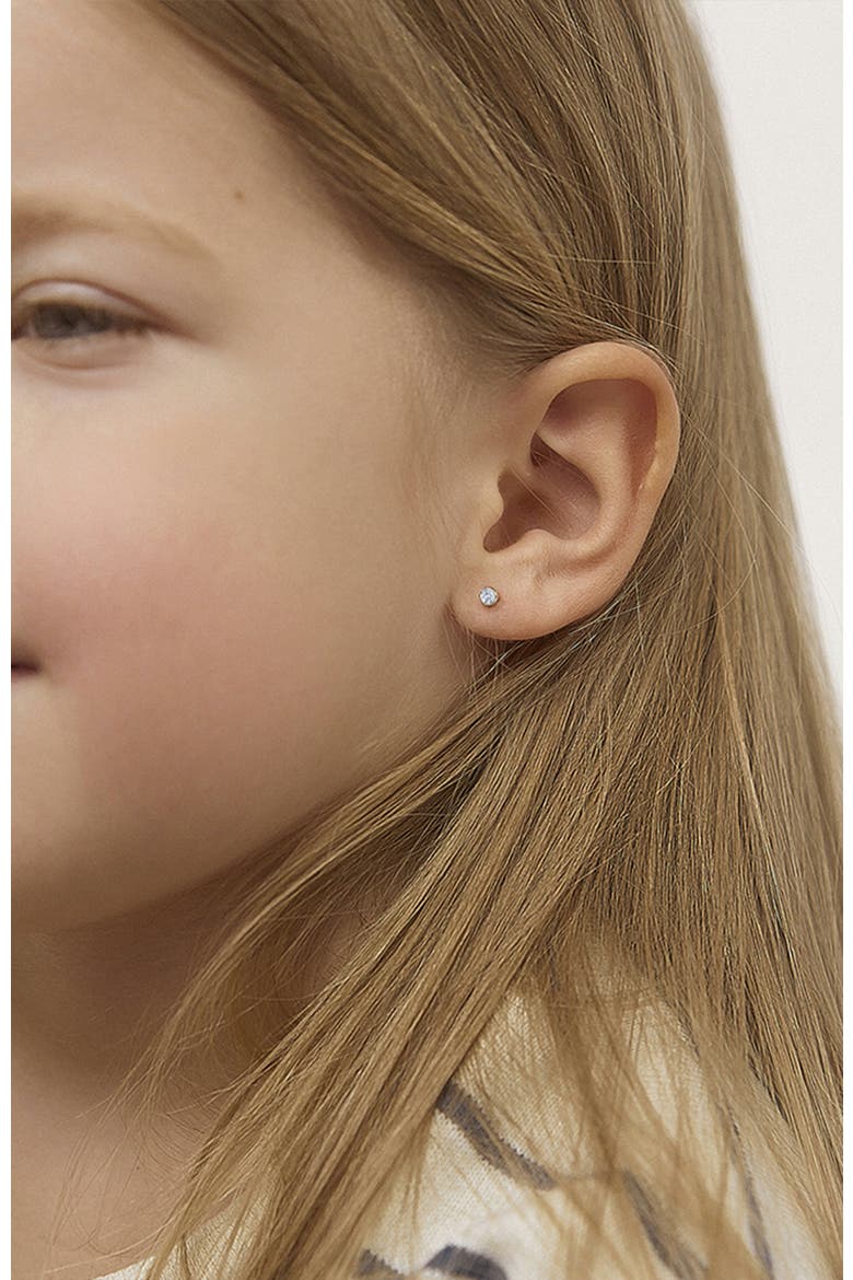 14k Tiny Cubic Zirconia Birthstone Earrings, Alternate, color, April