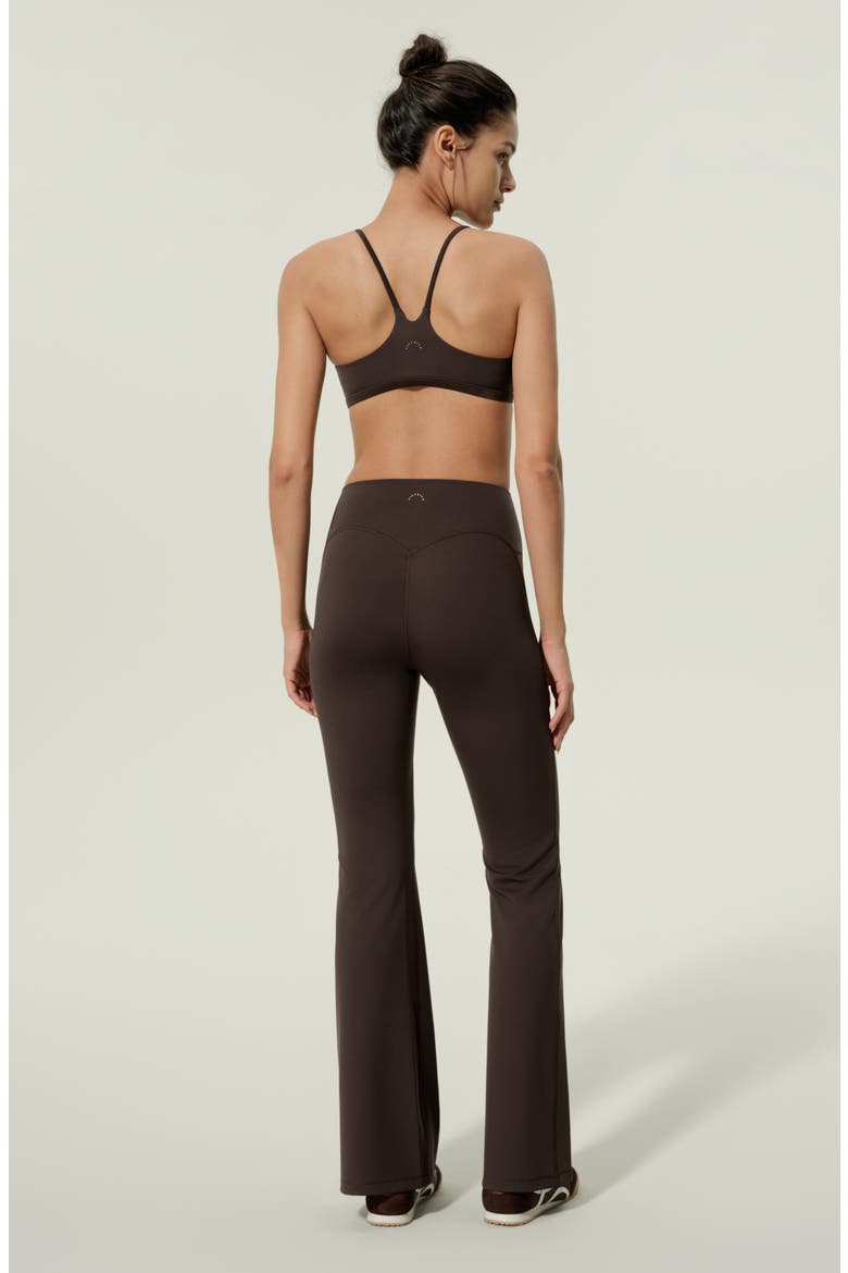 Women's Silk Contour High Rise Flared Drape Flow Leggings, Alternate, color, Coffee Bean