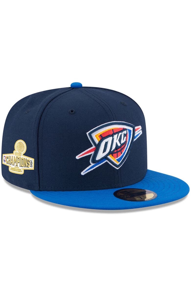 New Era Men's New Era Navy/Blue Oklahoma City Thunder 2025 NBA Finals Champions Side Patch Two-Tone 59FIFTY Fitted Hat, Alternate, color, Navy
