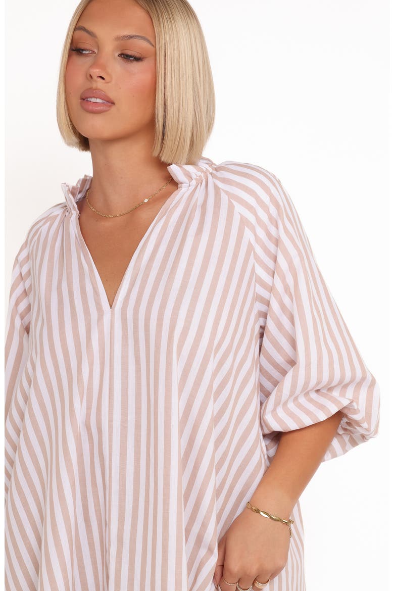 Doran Stripe Cotton Minidress, Alternate, color, BEIGE WHITE