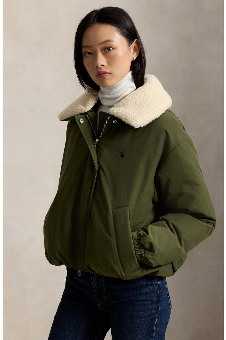 High Pile Collar Down Puffer Jacket, Alternate, color, NEW OLIVE