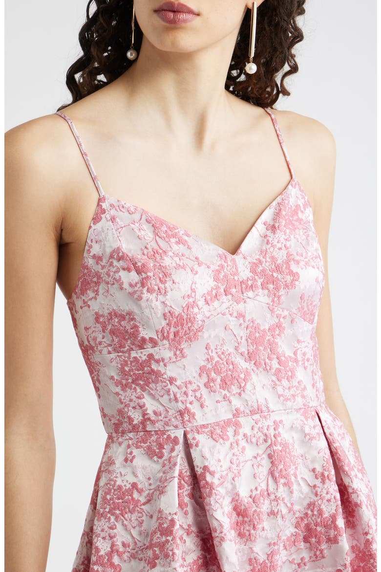Seamed Bodice Jacquard Gown, Alternate, color, PINK MULTI BROCADE