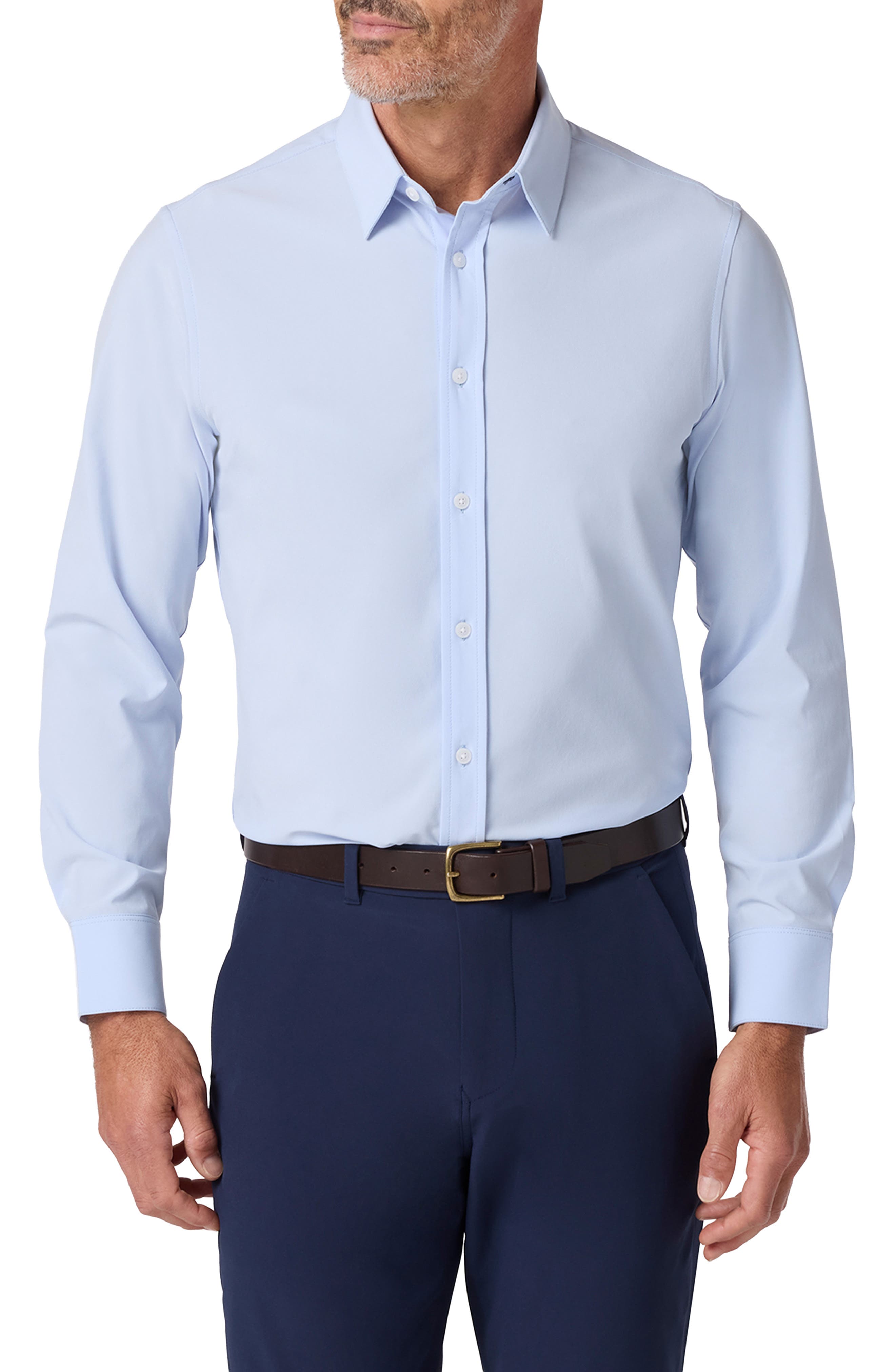 Men's Leeward Trim Fit Solid Performance Button-Up Shirt