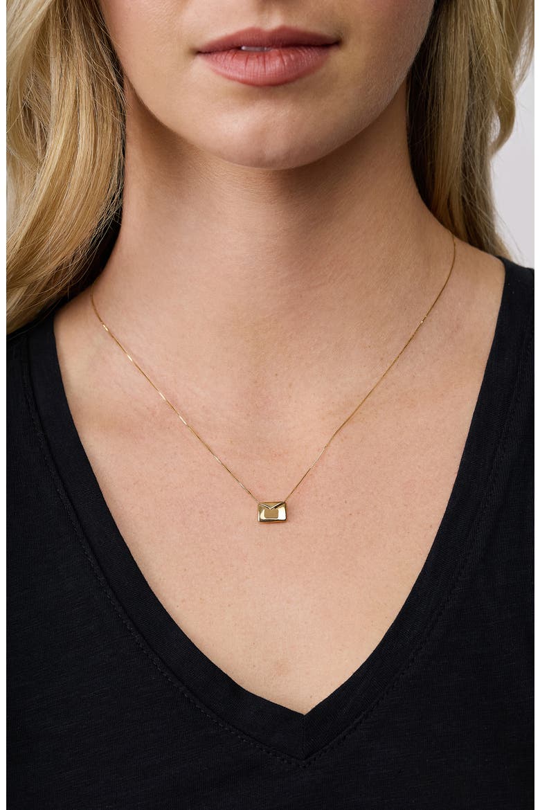 14K Gold Envelope Pendant Necklace, Alternate, color, 14KY
