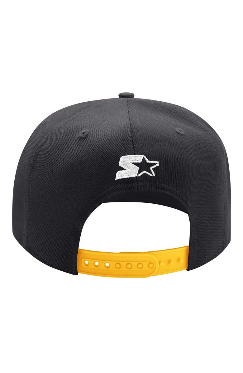 STARTER Men's Starter Black/Gold Pittsburgh Penguins Arch Logo Two-Tone Snapback Hat, Alternate, color,