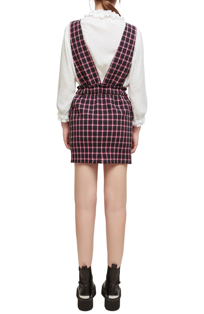 maje Ritrite Plaid Pinafore Dress, Alternate, color, Fuchsia