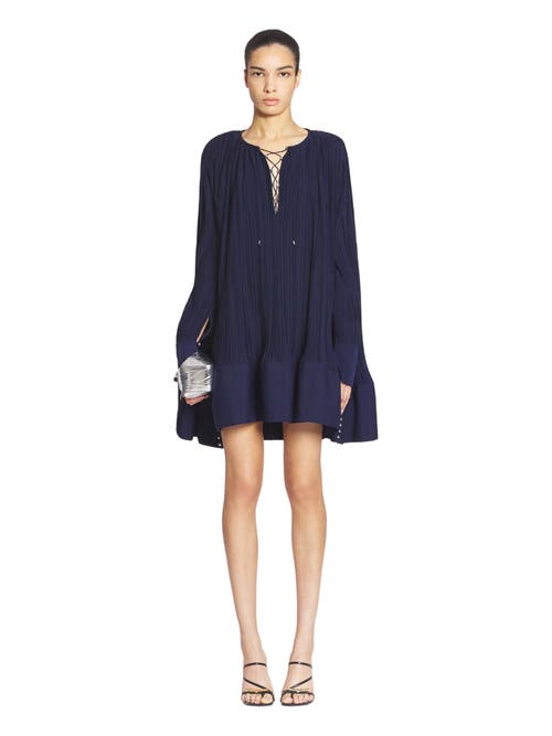 Lanvin Flared Pleated Dress In Blue