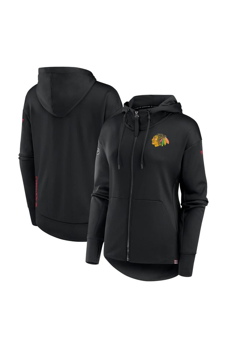 FANATICS Women's Fanatics Branded  Black Chicago Blackhawks Authentic Pro Scuba Full-Zip Hoodie, Main, color, 