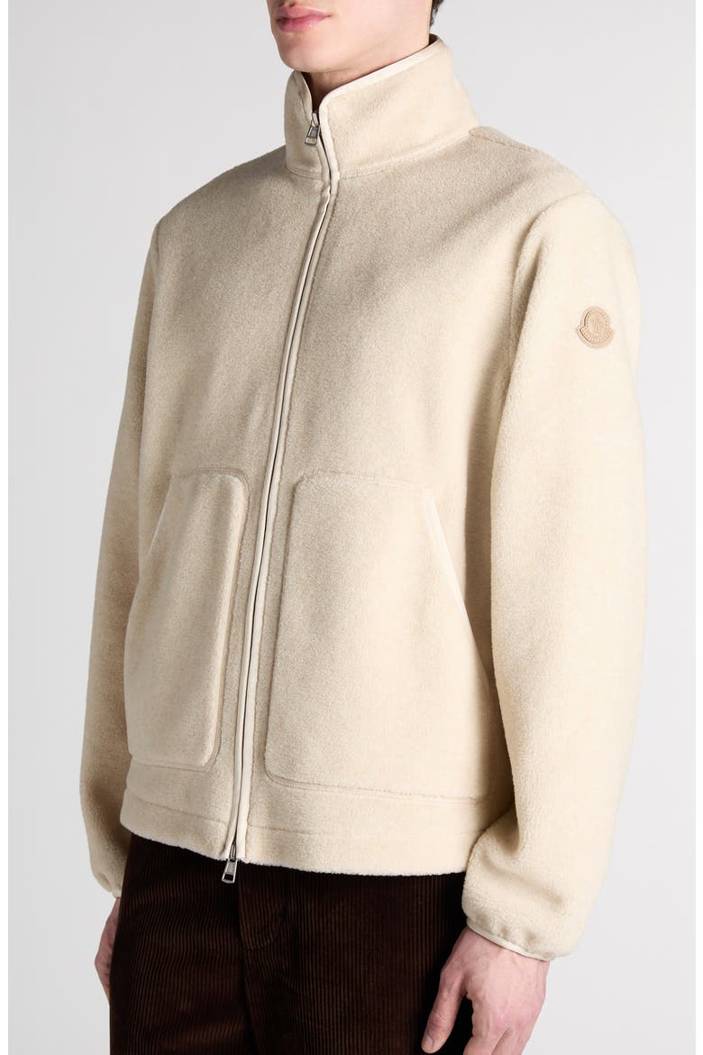 Zip Up Fleece Cardigan, Alternate, color, BEIGE