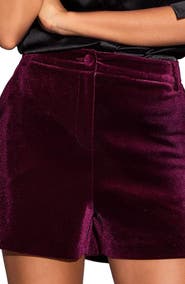 Lipsy High Waist Velvet Shorts