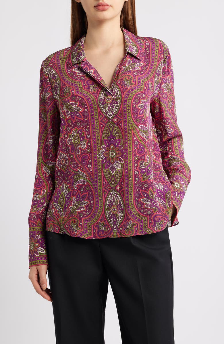 KOBI HALPERIN Sawyer Paisley Print Woven Shirt, Main, color, Poppy Multi