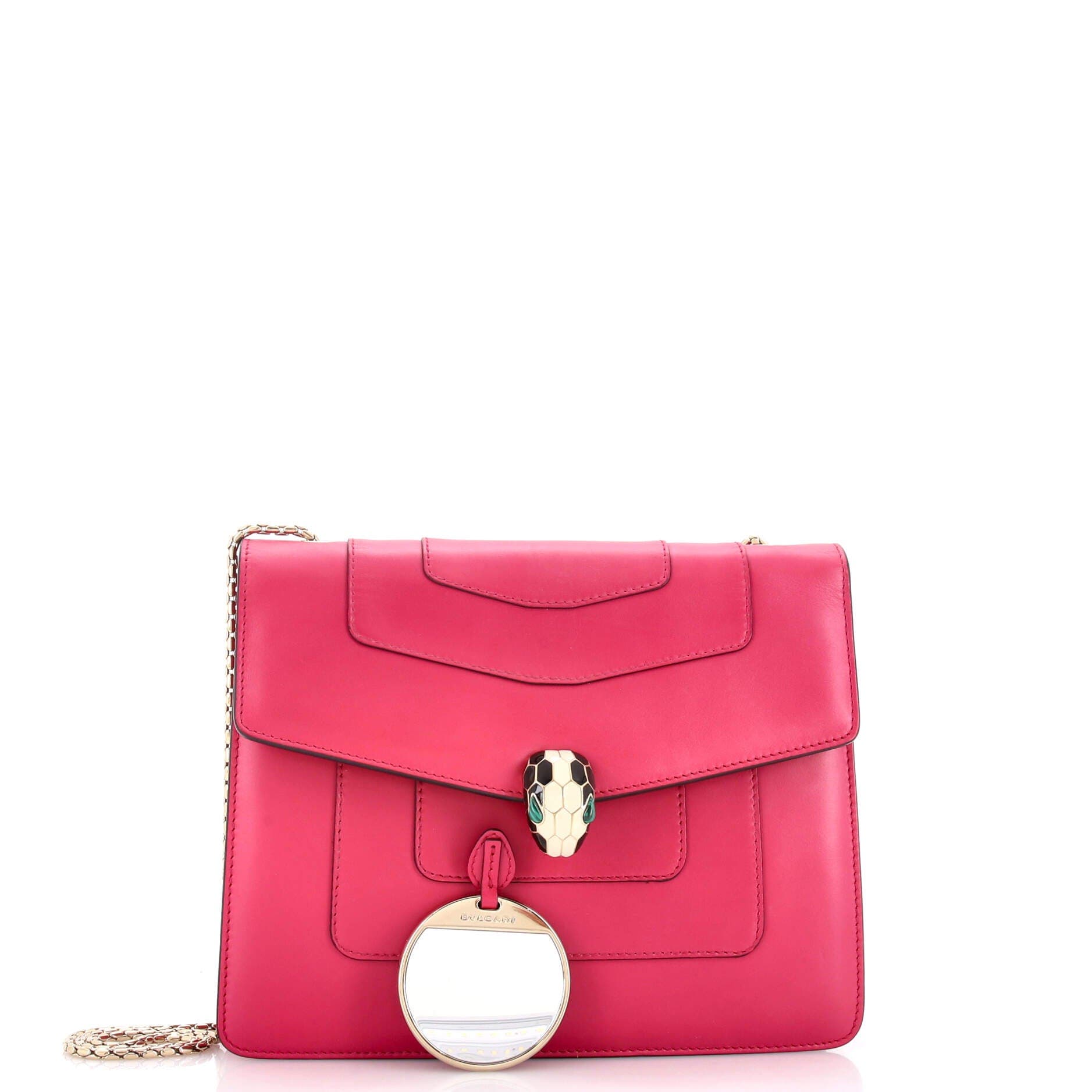 Serpenti Forever Square Shoulder Bag Leather Medium, Alternate, color, Pink