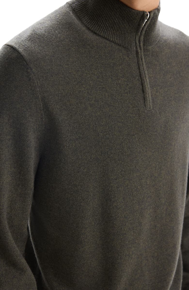Theory Hilles Quarter Zip Cashmere Sweater, Alternate, color, Hunter Green Melange