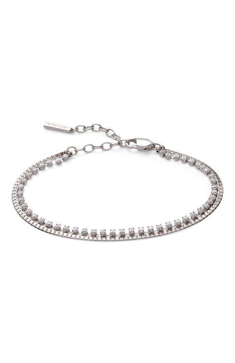 2 Row Crystal Tennis Chain  Bracelet