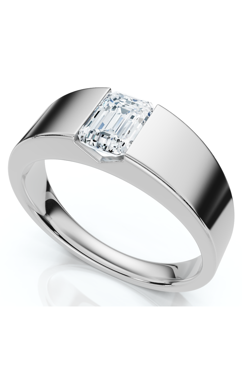 Bliss Diamond Men
s 1Ct Emerald Cut Diamond Wedding Anniversary Ring 14k Gold or Platinum, Alternate, color, 14K White Gold