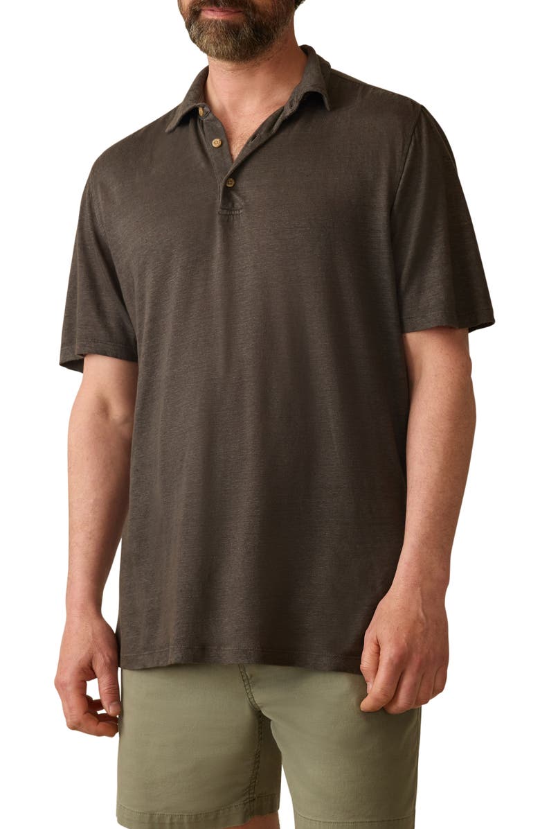 Faherty Linen Polo, Main, color, Washed Black